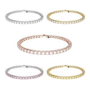 Bracelet Swarovskis Bijoux De Créateurs Bracelet De Qualité Originale Femme Simple Rang Plein Diamant Avec Éléments Cristal Simple Et Méticuleux