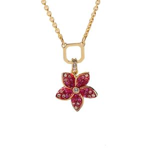 Collar Swarovskis Diseñador Mujer Collares pendientes de alta calidad Selva tropical Collar de flores rosadas Cadena de collar de cristal para mujer