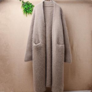 Prillers Mesdames femmes Fashion Hairy Long Mink Cashmere Knited Tristhe Loose Mantle Angora Rabbit Hair Veste d'hiver Mabet Pull Pull
