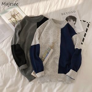 Sweaters Men Patchwork O-Neck All-Match Long Sleeve Soft Knitted Sandals Men Clothing Retro Loose In Handsome Sweaters Leisure L220801