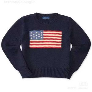 Suéteres Hombres EE. UU. Ropa exterior para mujer Suéter de punto Bandera americana Cuello redondo 2023 Invierno de gama alta Moda de lujo Cómodo Jersey de algodón 100% 1lvgn