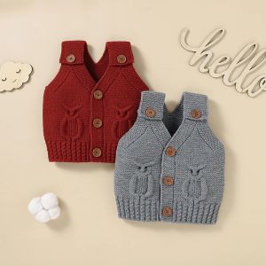 Ponts pull-nés pull bébé mignon 3d hibou bas enfant fille gilet ges gest tricot enfant vêtements gamins cardigan swear swear solin