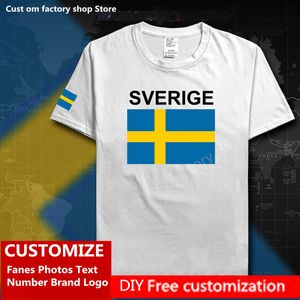 Suecia Sverige camiseta personalizada Jersey Fans DIY nombre número marca camiseta High Street Fashion Hip Hop suelta camiseta casual 220616