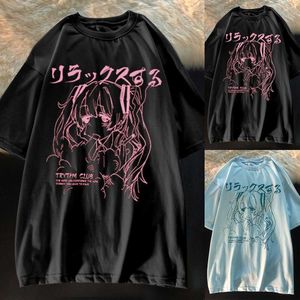 Camiseta punk dulce para mujer, verano 2021, estilo coreano ins japonés Harajuku, camiseta holgada de manga corta con estampado de anime para estudiantes Y0629