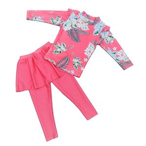 Traje de baño para niña, traje de dos piezas de 2 a 11 años, traje de baño con falda larga para niños, traje de baño 2023 con estampado de flores bonitas para niños, traje de baño para bebé HKD230628