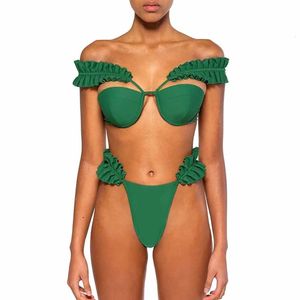 Traje de baño Color sólido Diseño plisado Push Up Traje de baño Sexy Micro Bikini Dos piezas Recortar Desnudo Piscina Traje de baño Señoras Tube Top Ropa de playa 230518