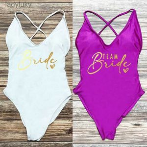 Maillot de bain Team Bride Love Bikini 2023 femmes Sexy body une pièce maillot de bain mariée maillots de bain femmes enterrement de vie de garçon vêtements de plage de natation femmeL240115