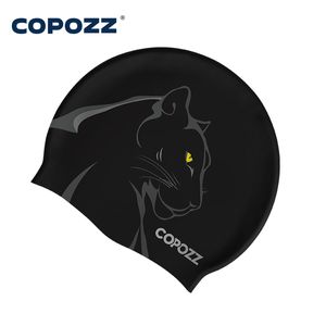 Swimming Caps COPOZZ Unisex Printed Swim Cap Waterproof Silicone Swimming Hat for Men Women Ear Protection Pool Accessories Adult Youth Sports 230616