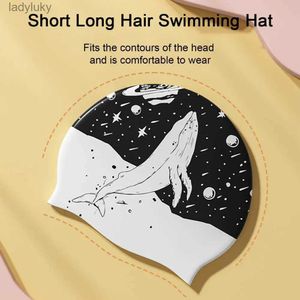 Bonnets de bain Bonnet de bain élégant avec Protection des oreilles confortable à porter bouclés cheveux courts moyens longs épais bonnet de bain natation L240125