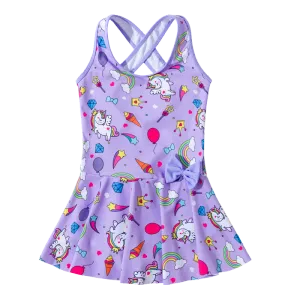 Swimwear mignon Swimwear Girls Unicorn One Piece Swimsuit For Kids Baby Princess Jirt Robe Bikini Enfants Swimming Bathing Costume Teen