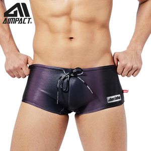 Swimwear Men's Swim Trunks Fashion Swimwear Beach Surf Sports Lowrise Bikini Briefs para hombres Aimpact de ángulo plano rayado cuadrado