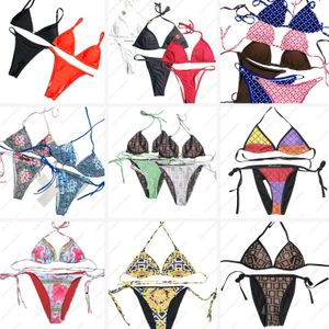 Maillots de bain Été plage femmes sexy mode maillot de bain maillot de bain bikini natation deux pièces lettre imprimée sans soutien-gorge soutien-gorge bikinis