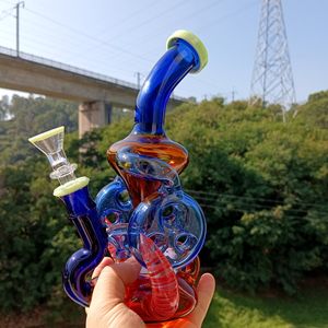 Swiss Double Percolator Water Bong Hookahs 14 mm Junta femenina Colorful Oil Burner Dab Rig con recipiente de vidrio