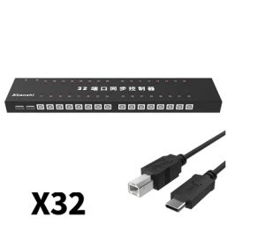 Commutateurs 32 Port KM Synchronizor, Contrôleur synchrone de souris USB KVE Contrôleur KVM pour PC Android Pad DNF Contrôle de jeu, avec des câbles