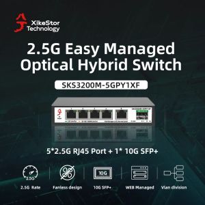 Commutateurs XIKESTOR 6Port 2.5g Simple L2 Switch Web Managed 5 ports 2.5g RJ45 et 10GBE SFP + SLOTS Network Switch Switch Pild sans ventilation et lecture