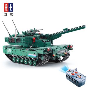 SY DIY RC Car Building Blocks Toy, Tanque M1A2, 2 en uno, dos formas, el barril puede girar, subir y bajar, regalos de cumpleaños de Navidad para niños C61001