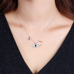 Collier en cristal symbolique mauvais œil, pendentif yeux de démon bleus pour femmes et filles, bijoux à la mode