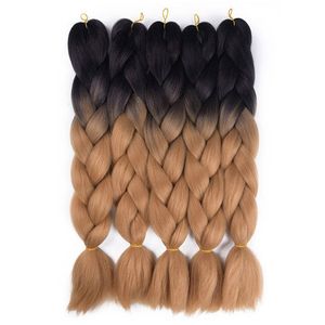 Cheveux tressés synthétiques 24 pouces 100g tresses Ombre deux tons couleur haute température fibre tressage Extension de cheveux