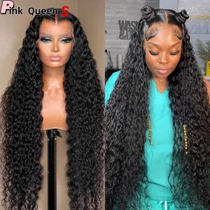 Synthetic Deep Kinky Women Girl Long Black Curl Heat Fiber Natural Higrin 13x4 Pelera delantera de encaje Diario