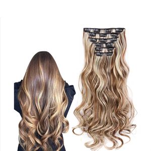 Pinza de pelo sintético en pinzas de extensión de cabello para mujeres 6 piezas / conjunto de postizo falso al por mayor en clips a granel de extensión de cabello para mujeres