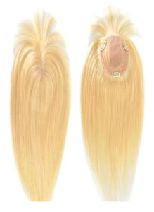 Adornos de cabello humano rubio sintético s 613 con flequillo de 18 pulgadas para mujeres Clip en piezas blanqueadas para cubrir Remy blanco 2302101018873