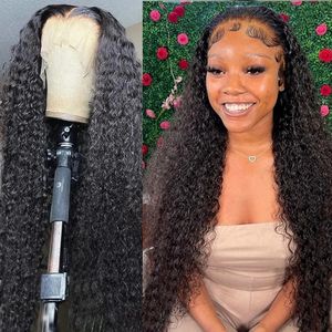 Synthetic Wigs 30 40 Inch Deep Wave Frontal Wig Human Hair 13x4 Curly Lace Front Full Transparent HD Water 180 Density Brazilian 231027
