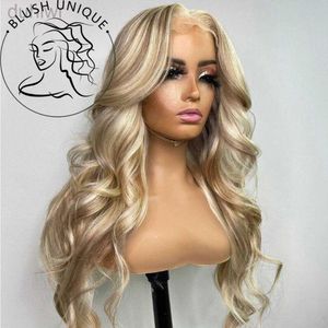Perruques synthétiques Ash Honey Blonde Lace Front Wig 13x4 cheveux synthétiques Transparent coloré dentelle frontale perruques pour femmes mettre en évidence perruque Cosplay ldd240313
