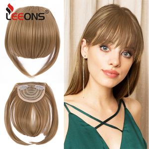 Perruques synthétiques Bangs Hair Clip In Natural Fringe Front Neat Flat Bang Postiche droite pour les femmes 230630