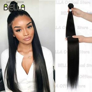 Perruques synthétiques Bella 36 pouces Yaki Bounds de cheveux raides salon Hair naturel s faux fibres super longs cheveux raides tissage complet à la fin y240401