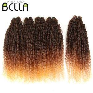 Pelucas sintéticas Bella Afro Kinky Curly Hair Bundles 5 PCS/PACK CAIL S 24 pulgadas Naturaleza rubia Negro Black Color Synthetic Weave Bundles Y240401