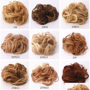 Pelucas sintéticas Bun Curly Messy Elástico Hair Scrunchies Elegante Chignons Piece para mujeres y niños Drop Delivery Products Dhkdm