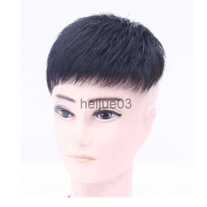 Perruques synthétiques clip dans les cheveux humains frange toupet hommes postiche perruques pour homme naturel court brésilien droit remy cheveux pour la perte de cheveux pour hommes x0626