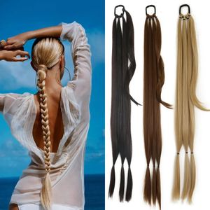 Perruques synthétiques bricolage queue boxe tresses cheveux corde pour femmes haute température fibre noir brun 231013