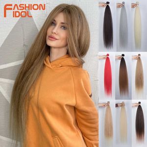Perruques synthétiques Fashion Idol Kinky Straight Hair Synthétique 36 pouces Yaki Bundles Blonde Weave 230227