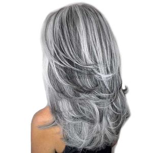 Perruques synthétiques Gnimegil Long Curly Wig Synthétique pour femmes Gray Natural Hair Wig Cosplay