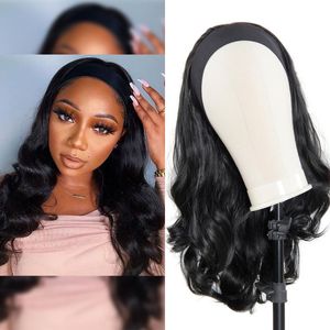 Pelucas sintéticas Headwraps Peluca de pelo Diadema 22 pulgadas Cuerpo ondulado largo para mujeres negras Afro rizado