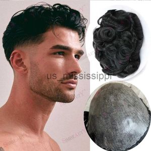 Pelucas sintéticas para hombre toupee completo poli indio indio