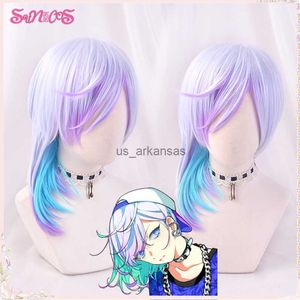 Wigs synthétiques Paradox Live Bae Yatonokami Kanata Cosplay Wigs Purple Blue Gradient Man Daily Wigs THEAU RÉSISTANT CHAUD