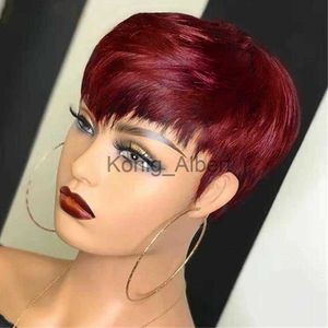 Pelucas sintéticas Pixie Cut Wig Pre arrancado Bob corto Pelucas de cabello humano recto con paquetes para mujeres negras Máquina hecha barato 150% brasileño Remy x0826