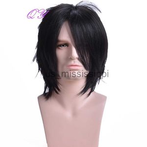 Perruques synthétiques Synthétique Court Hommes Perruque Naturel Noir Cheveux Raides Perruques pour Homme Haute Qualité Nouveau Style De Mode Cosplay Respirant Hommes Cheveux x0826