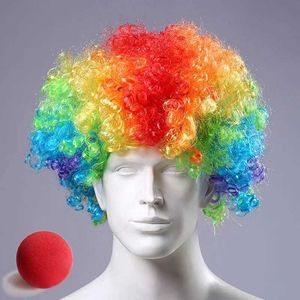 Perruques synthétiques Perruques synthétiques coloré Bouffant bouclés Clown perruque nez Cosplay cheveux pour noël nouvel an adulte fête d'anniversaire Disco enfants cadeau fournitures 240328 240327