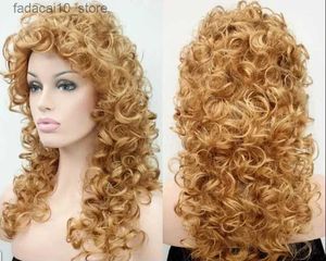 Perruques synthétiques femmes mixte brun bouclé moelleux demi dames cheveux naturels Cosplay perruques Q240115