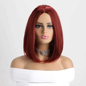 Pelucas sintéticas Peluca sintética Bob de pelo corto con raya media para mujer, peluca de Halloween, accesorios de cosplay, alambre resistente al calor y alta temperatura 240328 240327