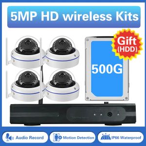 Système 10ch WiFi NVR Kit CCTV Système 5MP Outdoot Auprofof Audio Wireless Dome Camera WiFi Security Protection System Gift 500G HDD