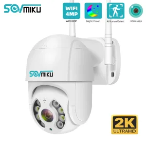 Système 2K WiFi Smart PTZ IP Camera 5xdigital Zoom Human Detection Automatic Tracking Couleur Night Vision Home Security Protection Camera