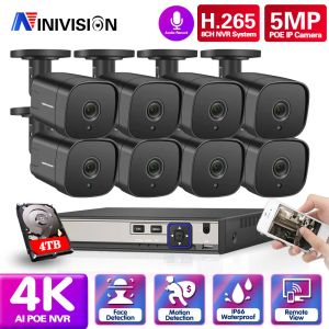 Système 4K NVR OUTDOOR ARRÉPRÉPRONANT HOME CCTV POE CAME CAMIS SYSTÈME SYSTÈME VMS 5MP IR NIGHT VISION SYSTÈME