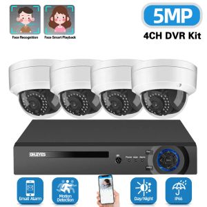 Système 5MP AHD CCTV Dome Camera Security System System Kit 4CH DVR Set Outdoor Emperproof Face Detection Detection Video Sypeillance Camera System Kit