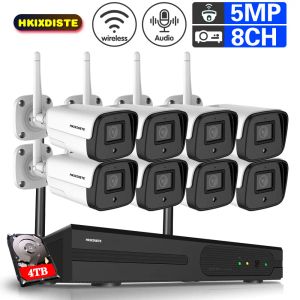Système 5MP Cameras de sécurité du kit NVR sans fil pour la maison WiFi CCTV Système de caméra extérieure Système de caméra sans fil 8ch