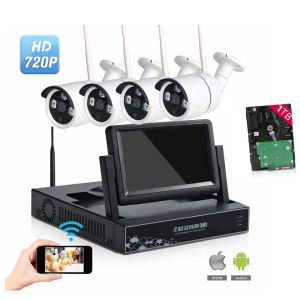 Système 720p Wireless CCTV System 7 pouces Monitor 4ch Wireless NVR IP Camera Ircut Bullet Home Security System CCTV Kit WiFi