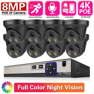 Système 8CH 8MP Ultra HD NVR Video Security System System 4K H.265 + Surveillance NVR 4K IP66 IPC CCTV Couleur Night Vision Dome Cameras